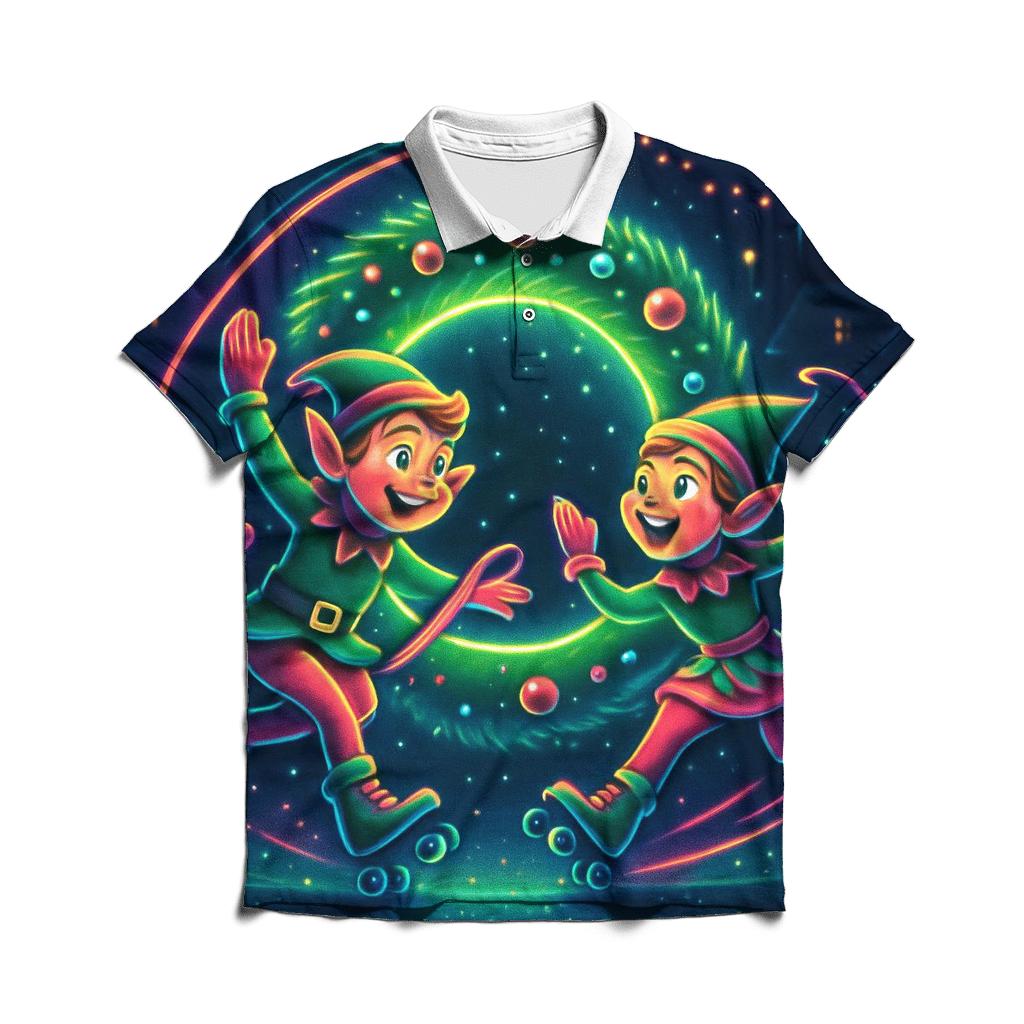 Elf Roller Disco Around A Giant Wreath Portal designer slim fit polos