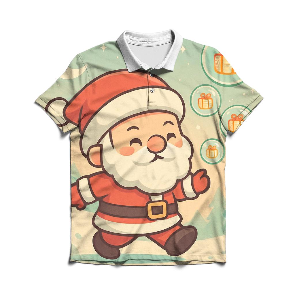 Chibi Santa Bubble Parade stylish collar polo tees