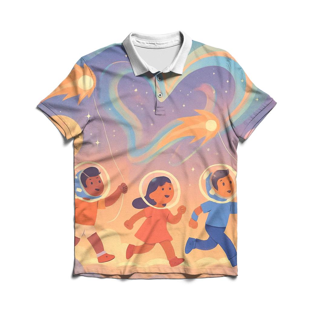 Comet Kite Festival On The Cloud Planet embroidered polo tops