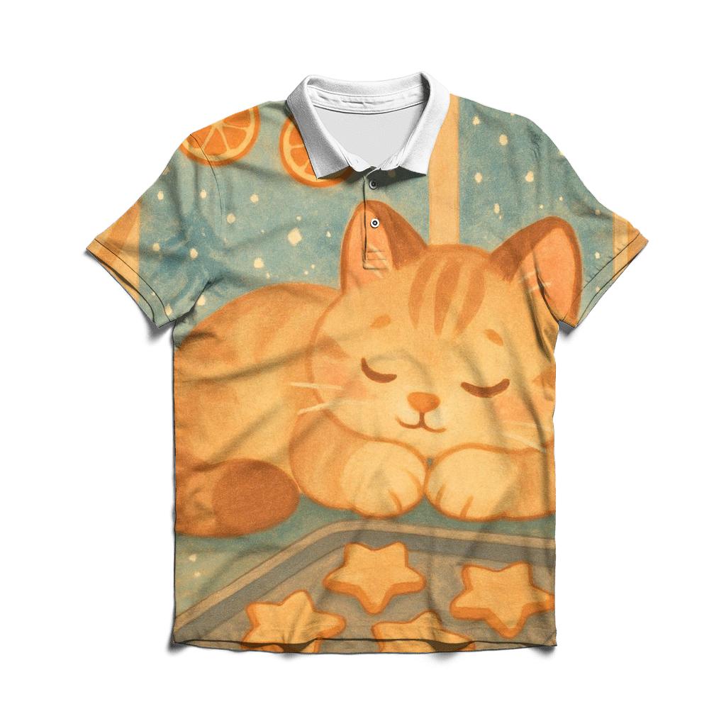 Cozy Bakery Window Biscuit Cat Nap premium cotton polo shirts