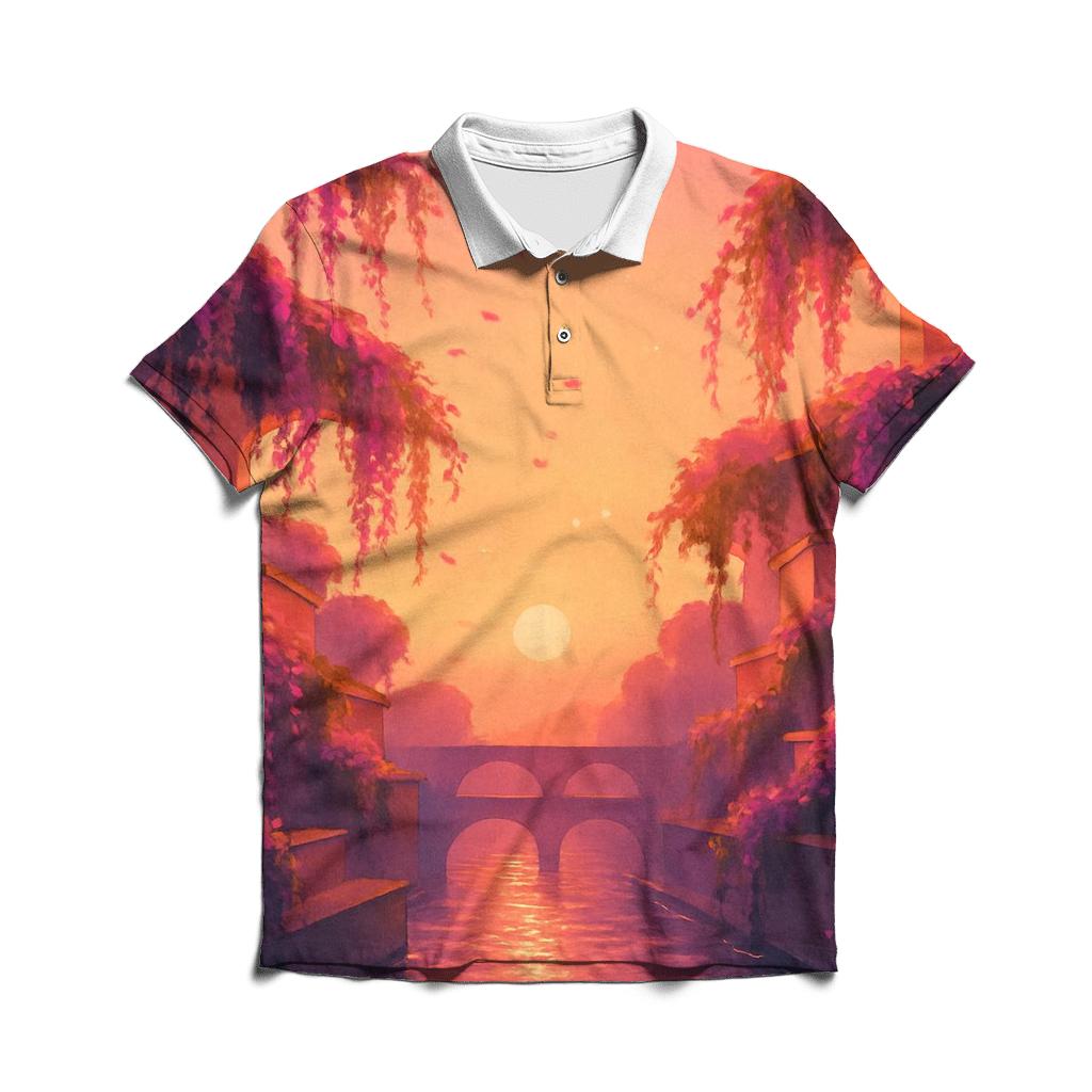 Sunset Over The Hanging Gardens Canal stylish collar polo tees
