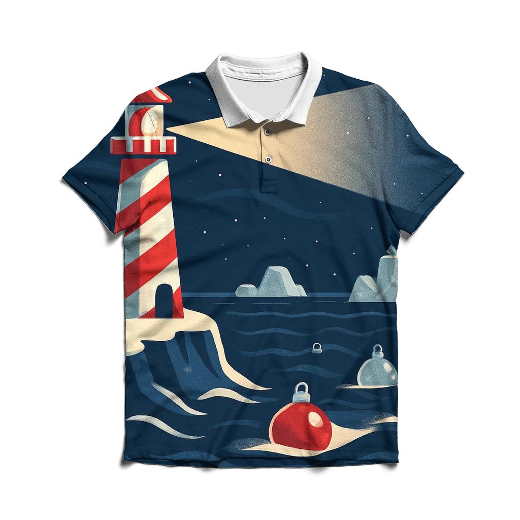 Candy Cane Lighthouse Guiding Boats Of Floating Ornaments custom polo shirts