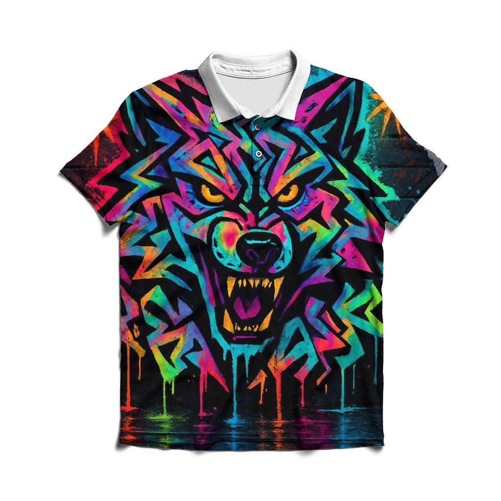 Graffiti Alley Spirit Wolf casual sports polo shirts