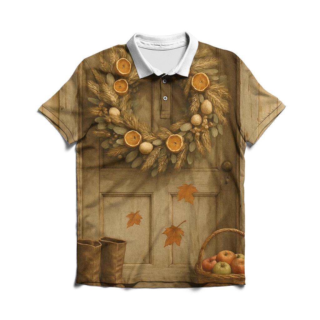 Harvest Wreath Doorway Welcome casual sports polo shirts