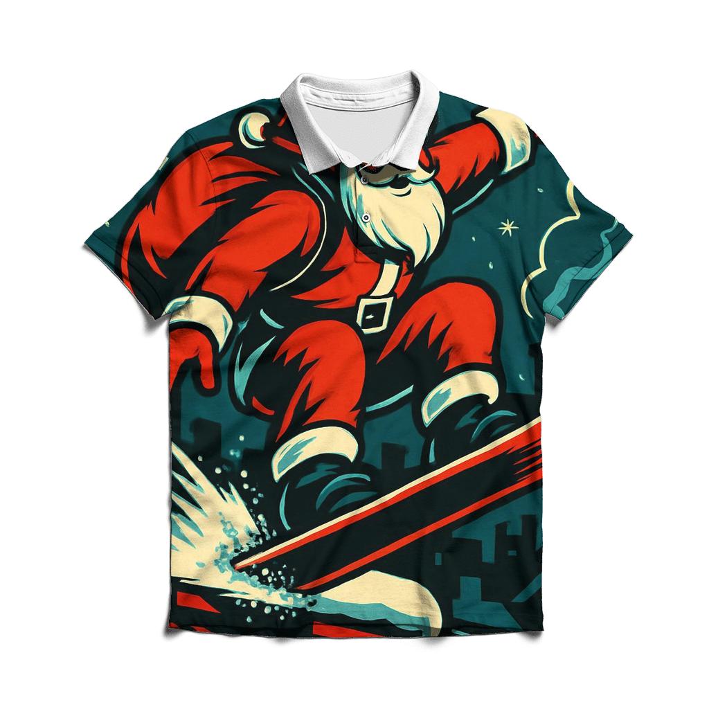 Snowboard Santa Skyline Leap branded logo polo shirts