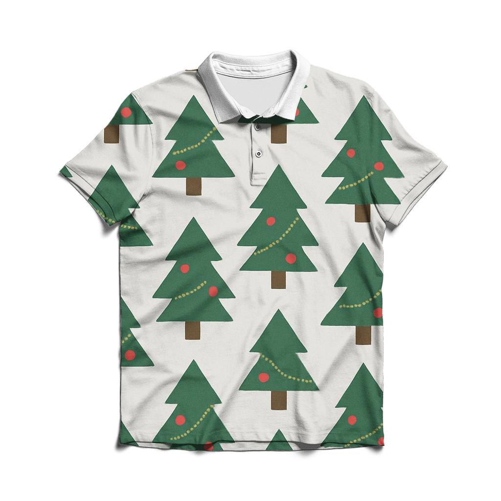 Christmas Tree Chevron Columns On Light Gray Background personalized polo shirts