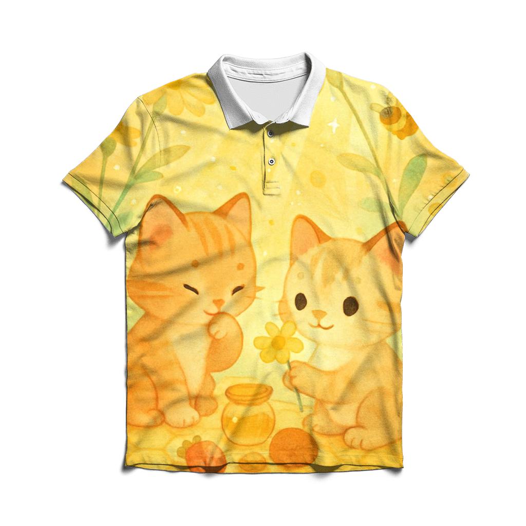 Honey Meadow Pollen Purr Picnic branded logo polo shirts