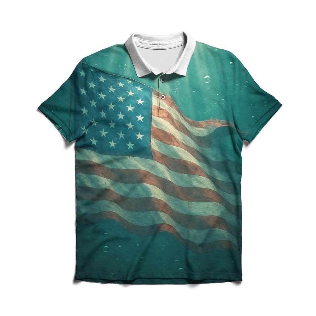 Underwater Flag Drift And Light Rays stylish collar polo tees