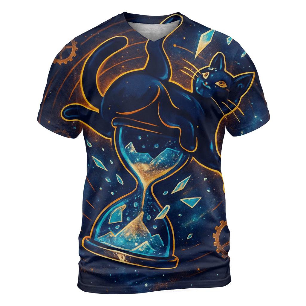 Chrono Sandglass Cat Acrobat vibrant all-over design tees