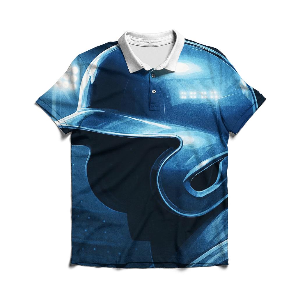 Icy Blue Helmet Reflection Under Floodlights premium cotton polo shirts