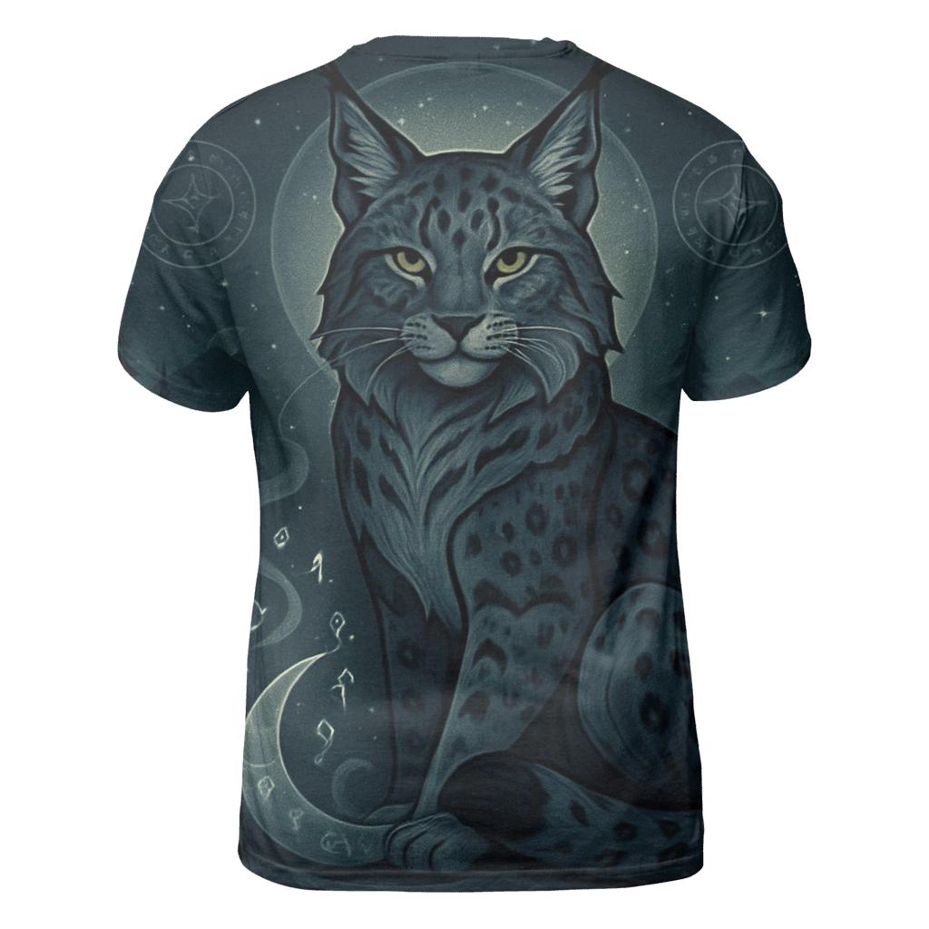Moonlit Rune Guardian Lynx vibrant all-over design tees