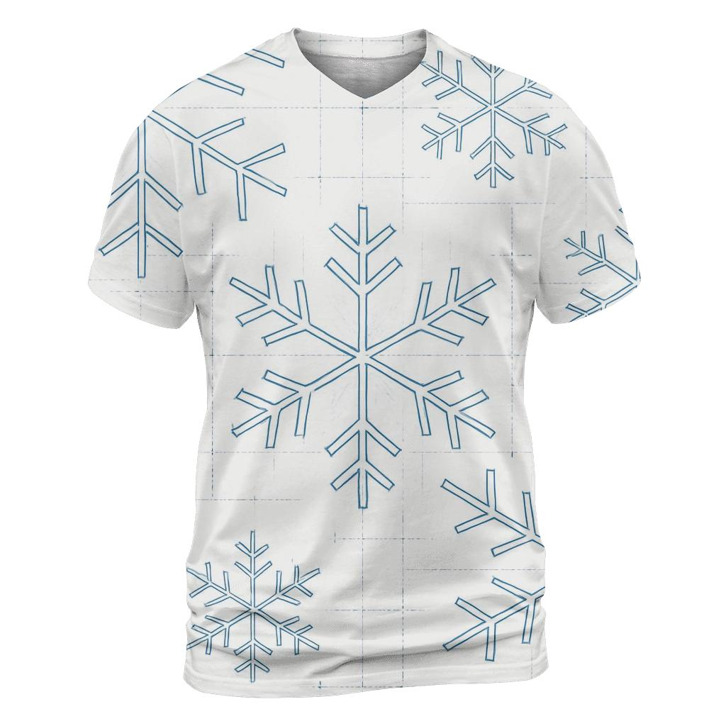 Snowflake Blueprint Grid On White Background artistic all-over print tops