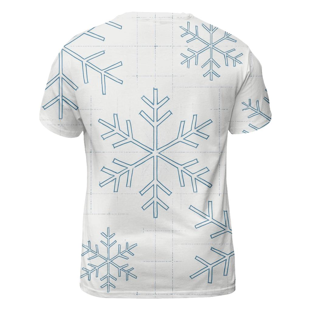 Snowflake Blueprint Grid On White Background artistic all-over print tops