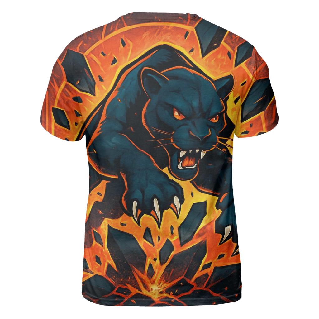 Volcanic Glass Panther Cat vibrant all-over design tees