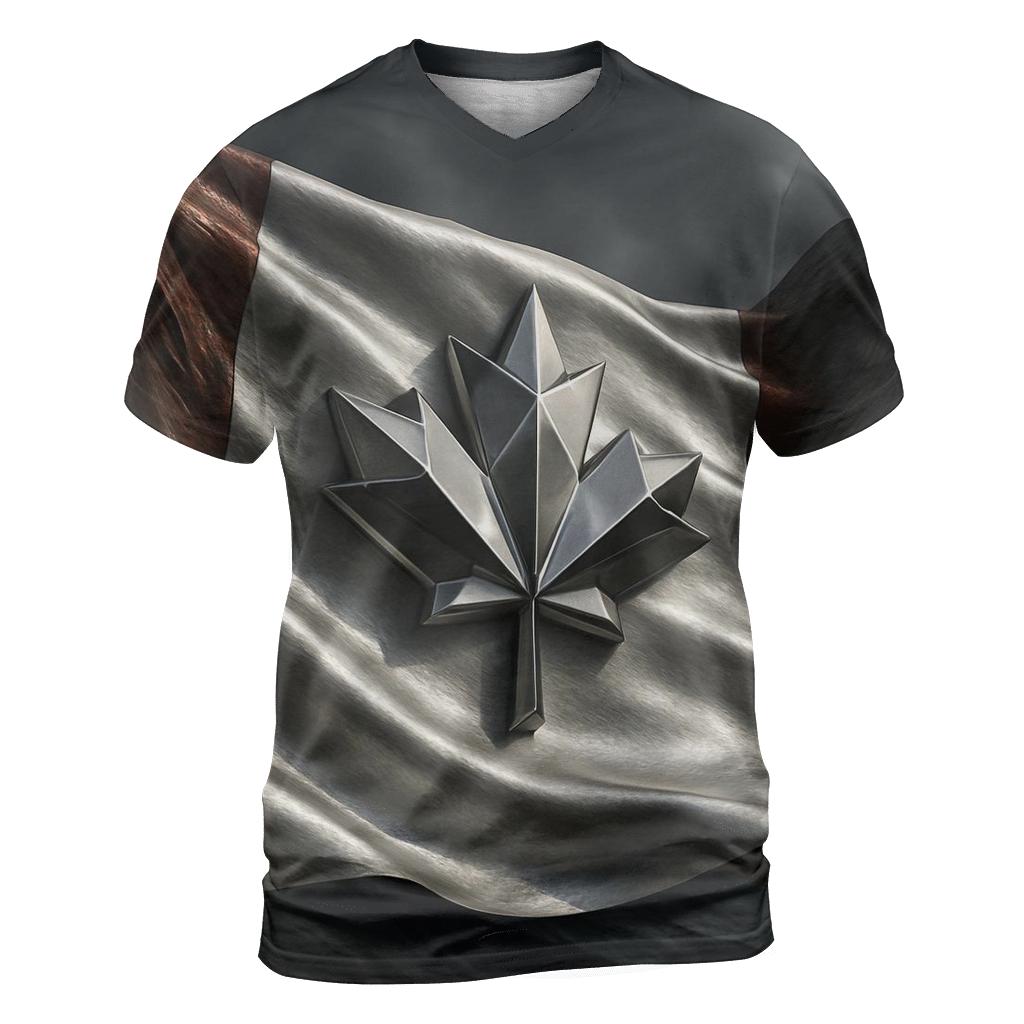 Metallic Maple Horizon Of Canada creative print fashion shirts