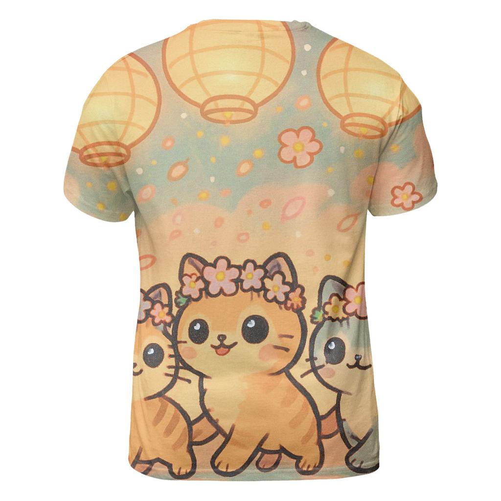 Festival Lantern Kitten Parade artistic all-over print tops