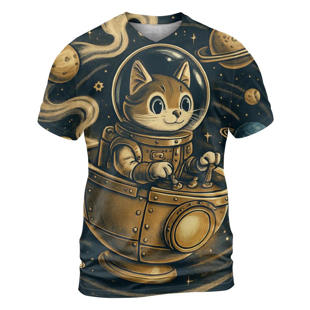 Steampunk Teacup Astronaut Cat custom all-over print shirts