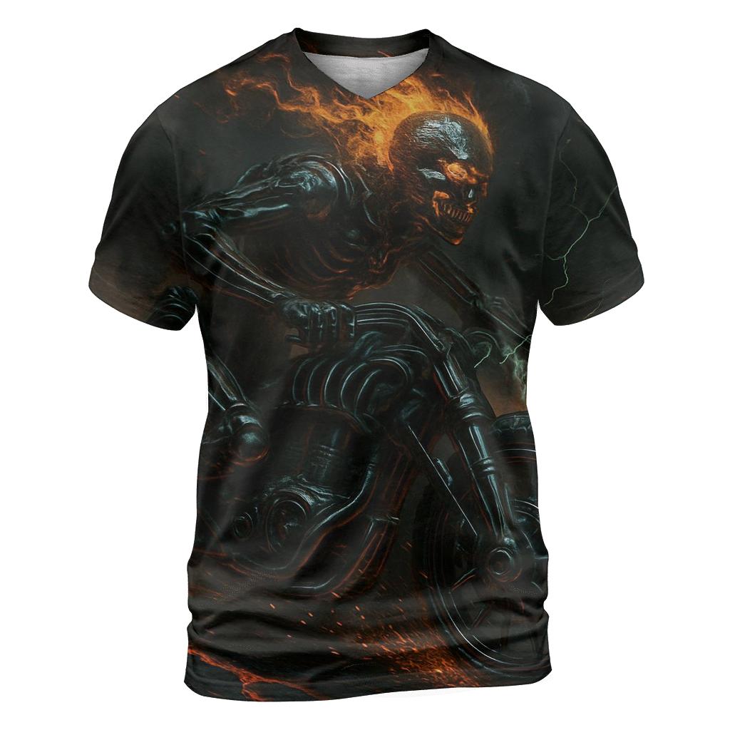 Biomechanical Grim Rider vibrant all-over design tees