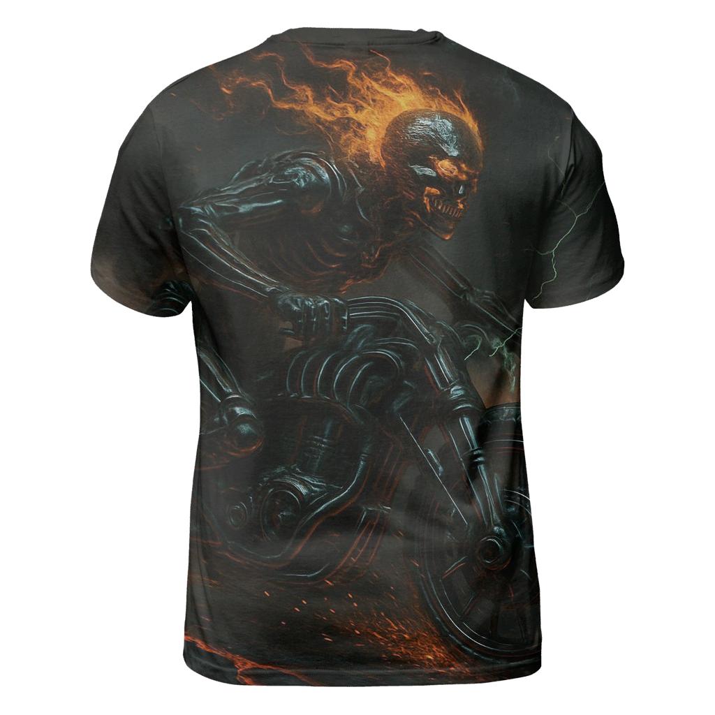 Biomechanical Grim Rider vibrant all-over design tees
