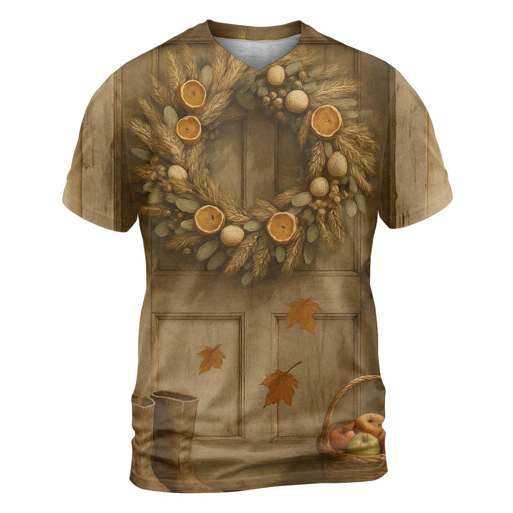 Harvest Wreath Doorway Welcome trendy printed shirt styles