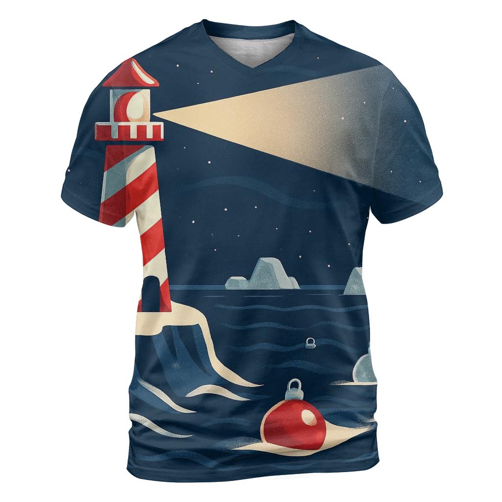 Candy Cane Lighthouse Guiding Boats Of Floating Ornaments unique graphic print tees