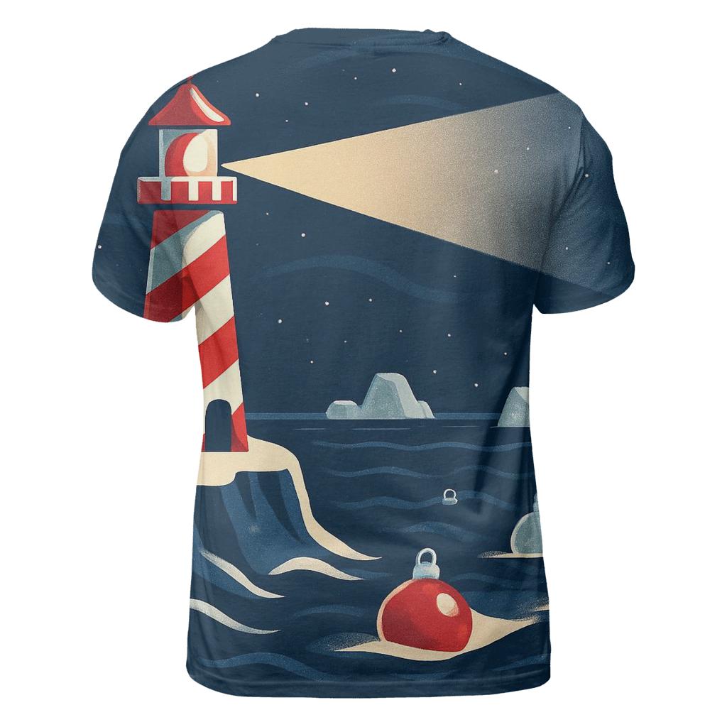 Candy Cane Lighthouse Guiding Boats Of Floating Ornaments unique graphic print tees