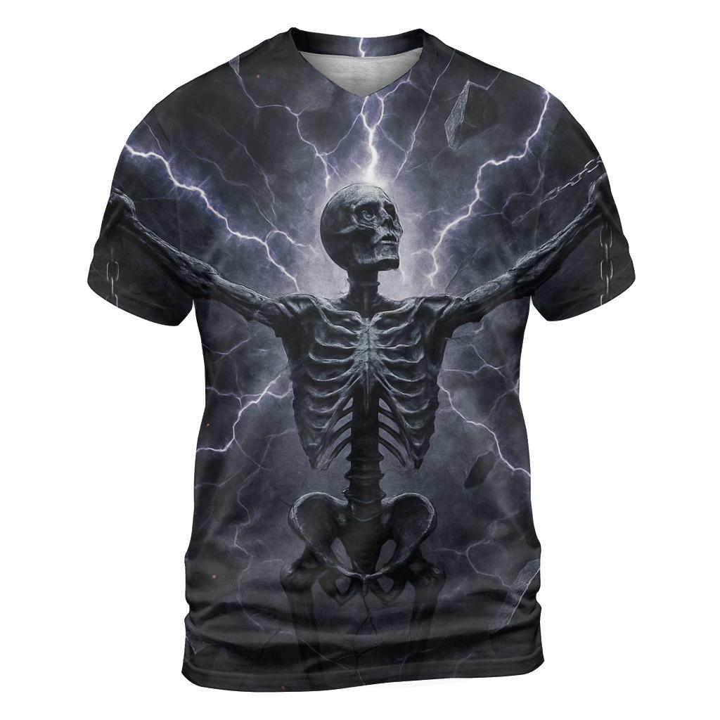 Chained Skeleton In The Storm Vault designer pattern shirts