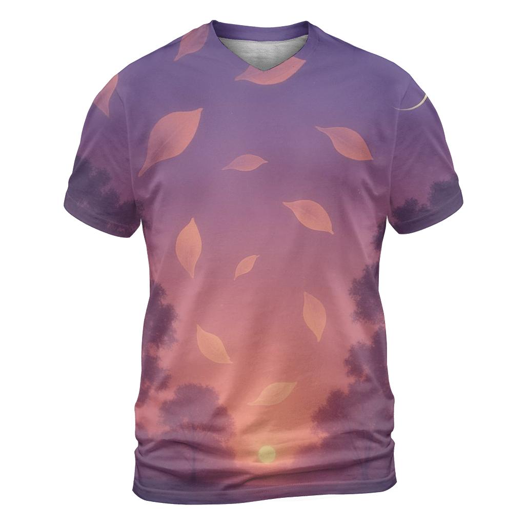 Moonlit Petal Sunset Grove vibrant all-over design tees