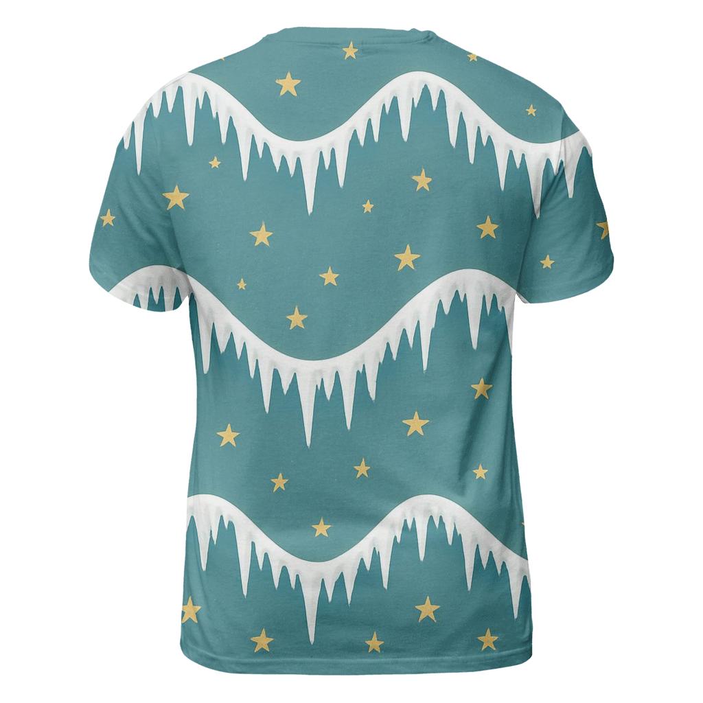 Icicle And Star Garland Wave On Teal Background trendy printed shirt styles