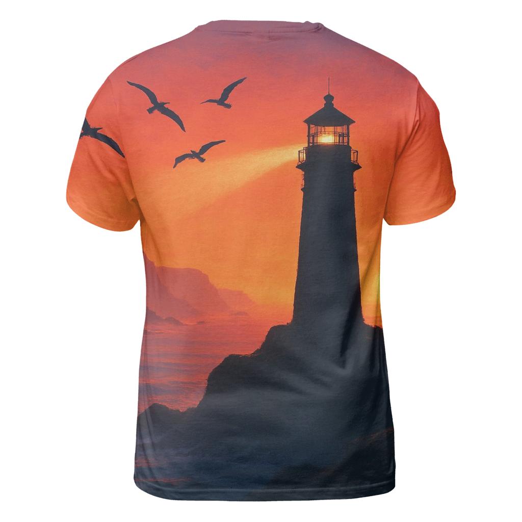 Tangerine Lighthouse Mistline vibrant all-over design tees