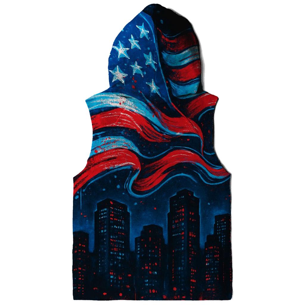 Neon Skyline Flag Surge graphic hoodies