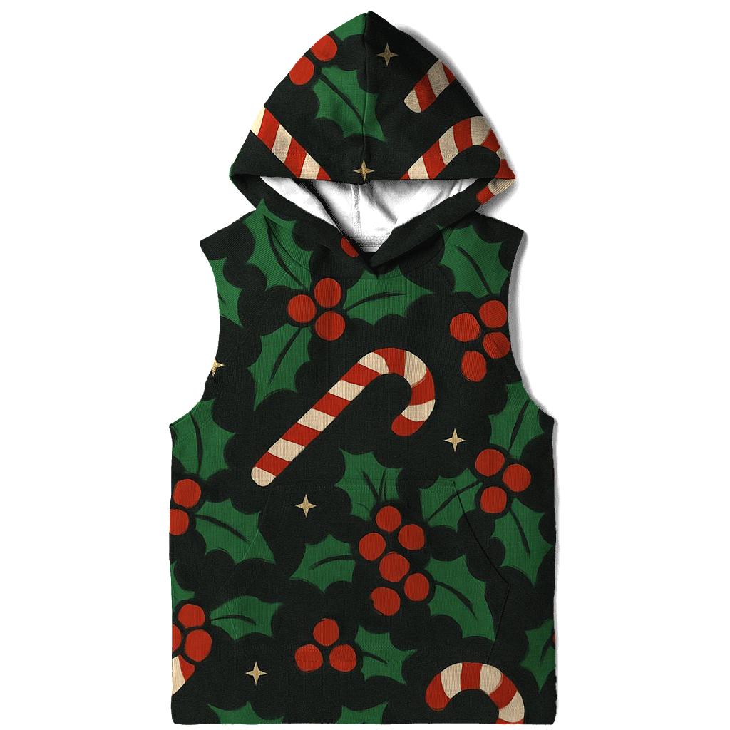 Emerald Holly And Candy Cane Diagonal Weave On Charcoal Background hoodie styles