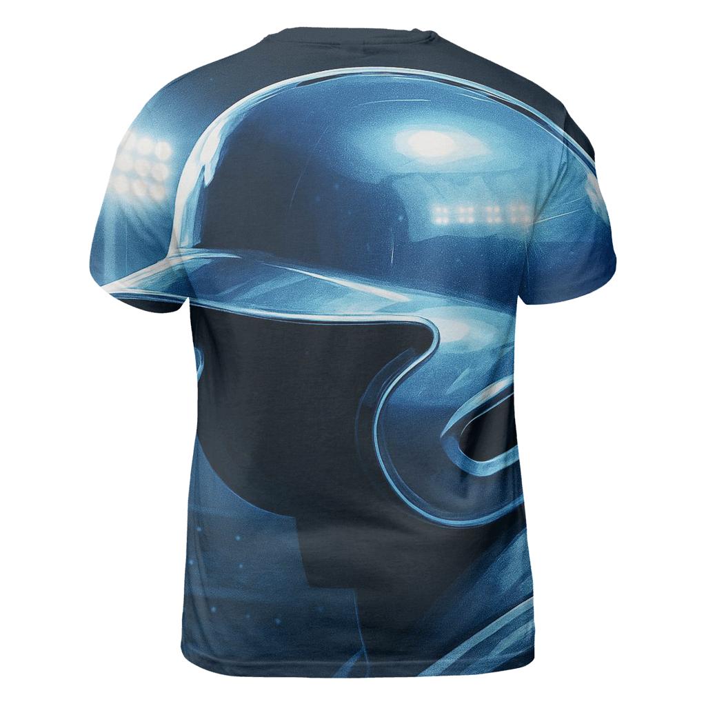 Icy Blue Helmet Reflection Under Floodlights unique graphic print tees