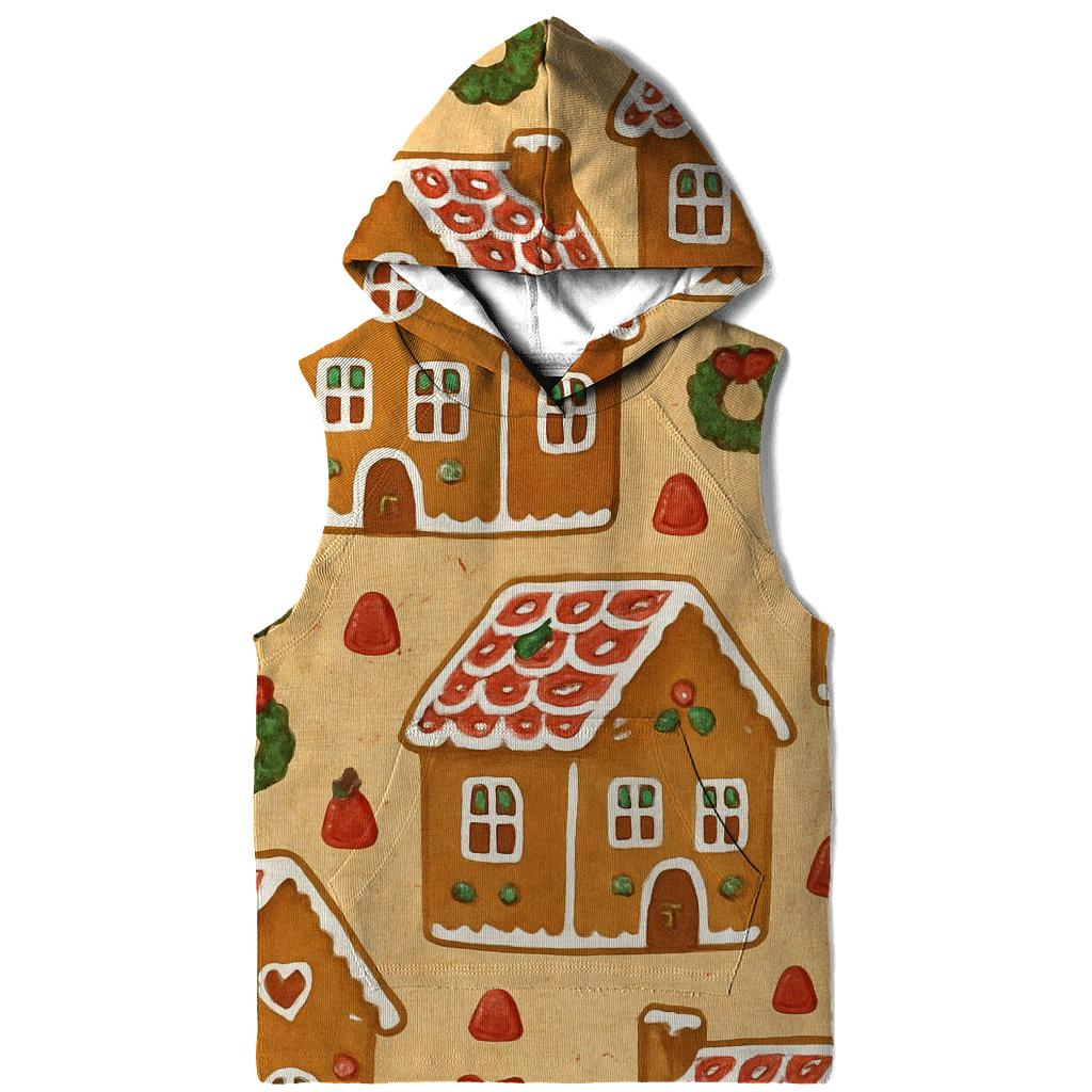 Gingerbread House Block Repeat On Warm Beige Background hoodie designs