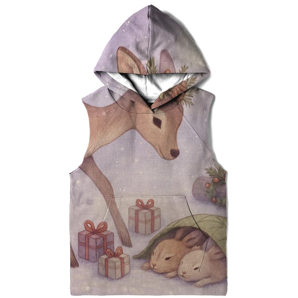 Woodland Deer Delivering Tiny Wrapped Gifts To Sleeping Rabbits hoodie designs