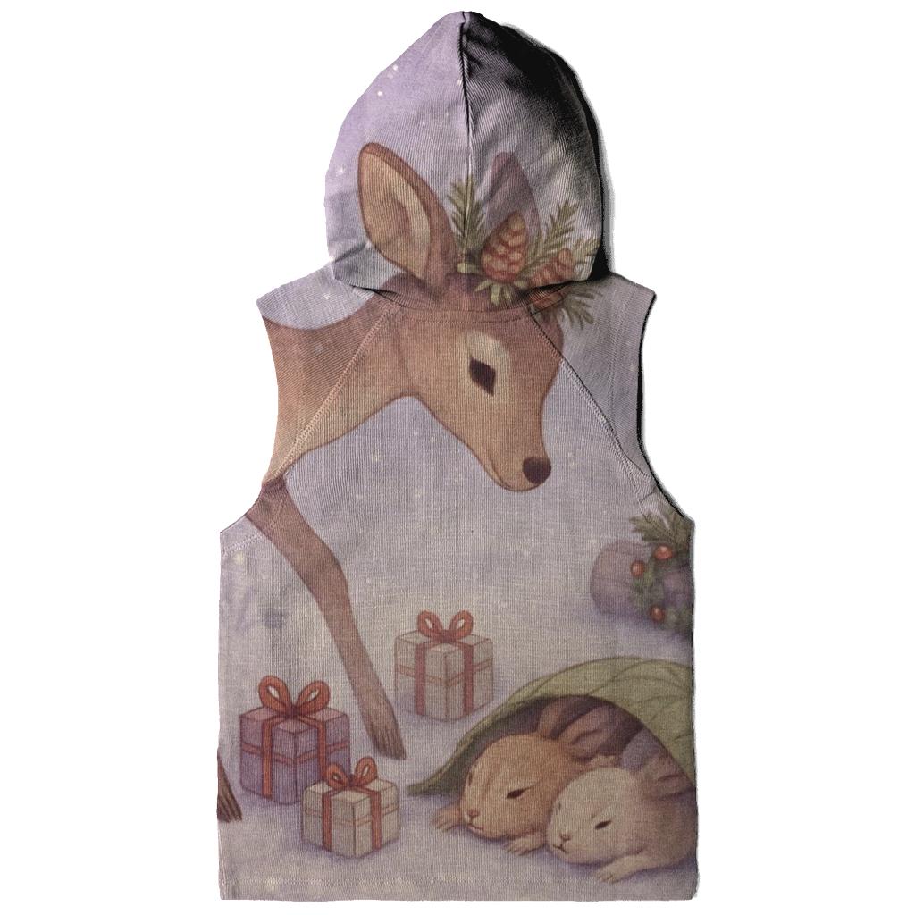Woodland Deer Delivering Tiny Wrapped Gifts To Sleeping Rabbits hoodie designs