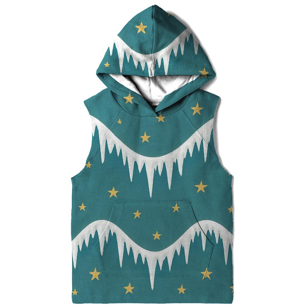 Icicle And Star Garland Wave On Teal Background graphic hoodies