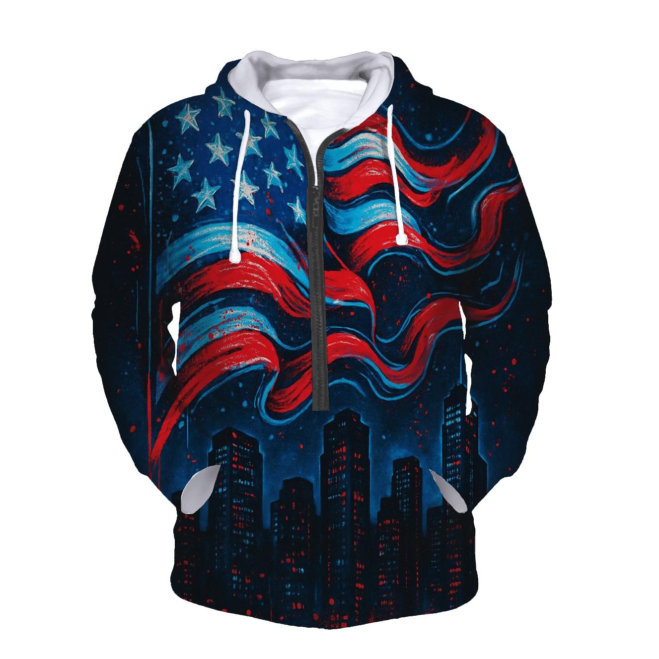 Neon Skyline Flag Surge hoodie trends