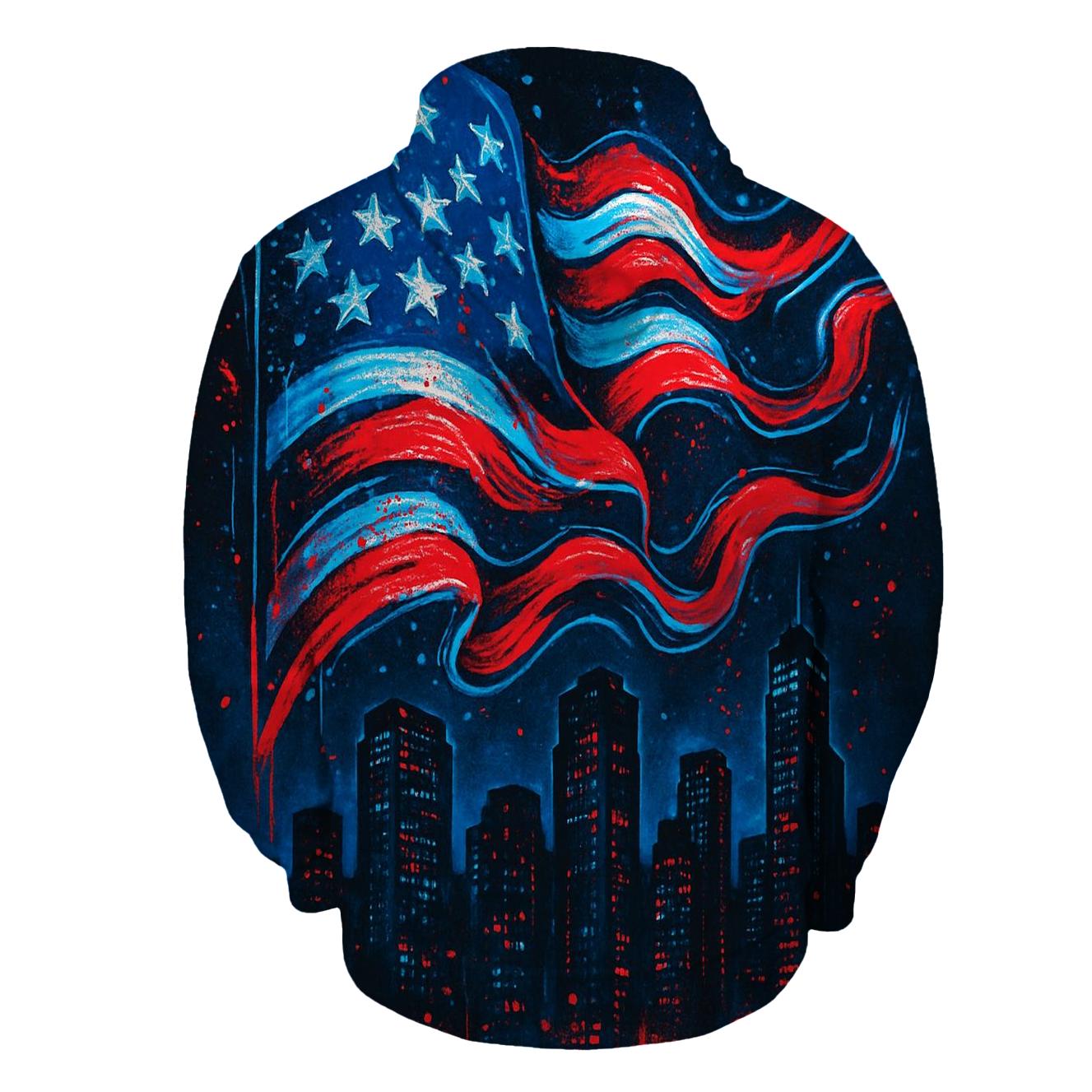 Neon Skyline Flag Surge hoodie trends