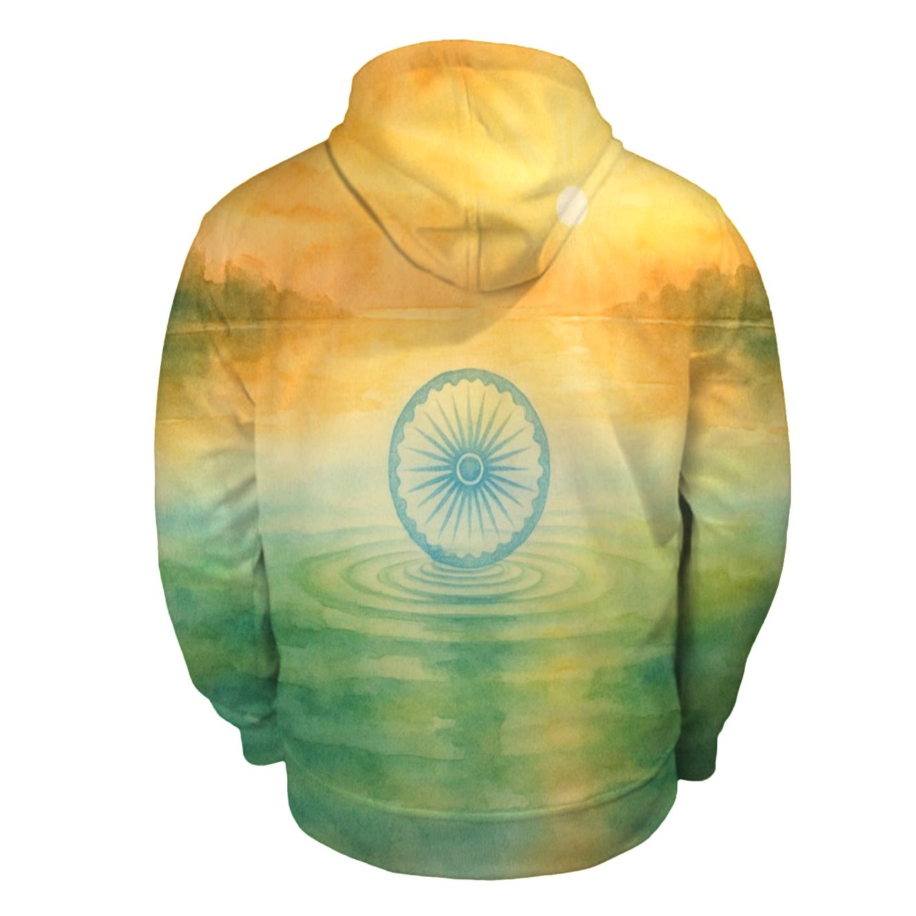 Saffron Watercolor Spirit Of India embroidered hoodies