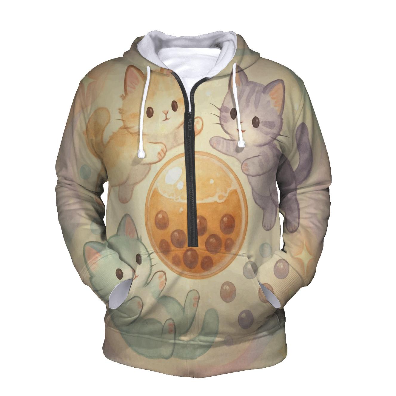 Pastel Bubble Tea Dream Kittens lightweight hoodies