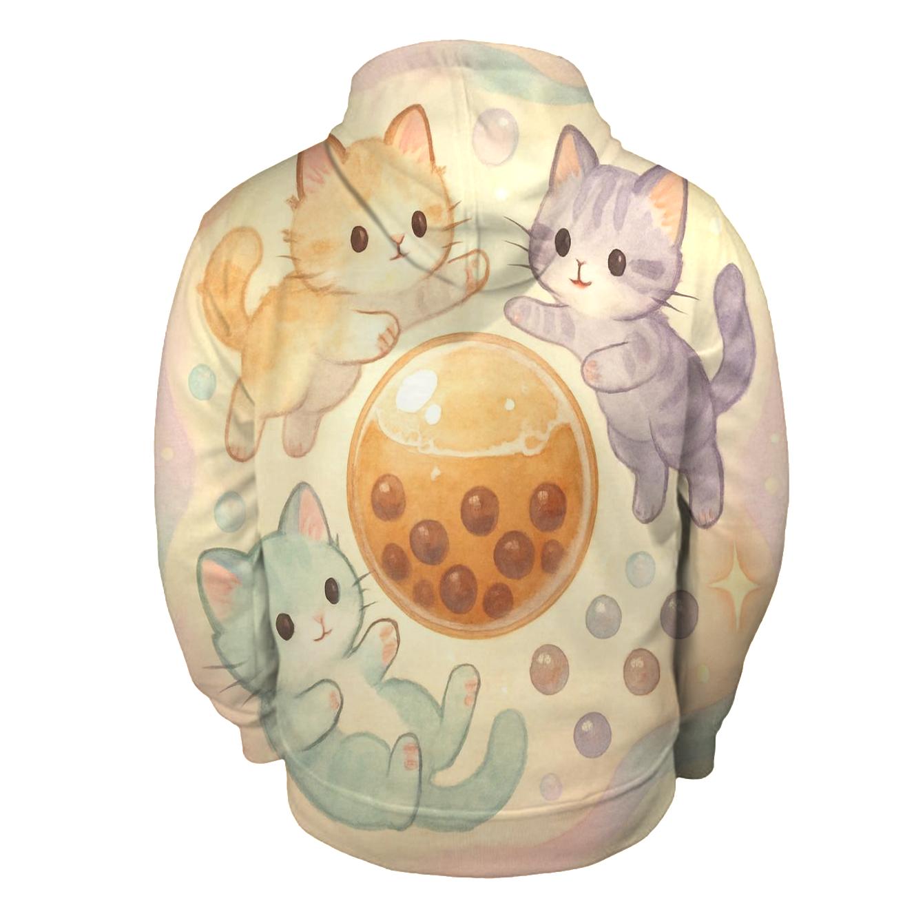 Pastel Bubble Tea Dream Kittens lightweight hoodies