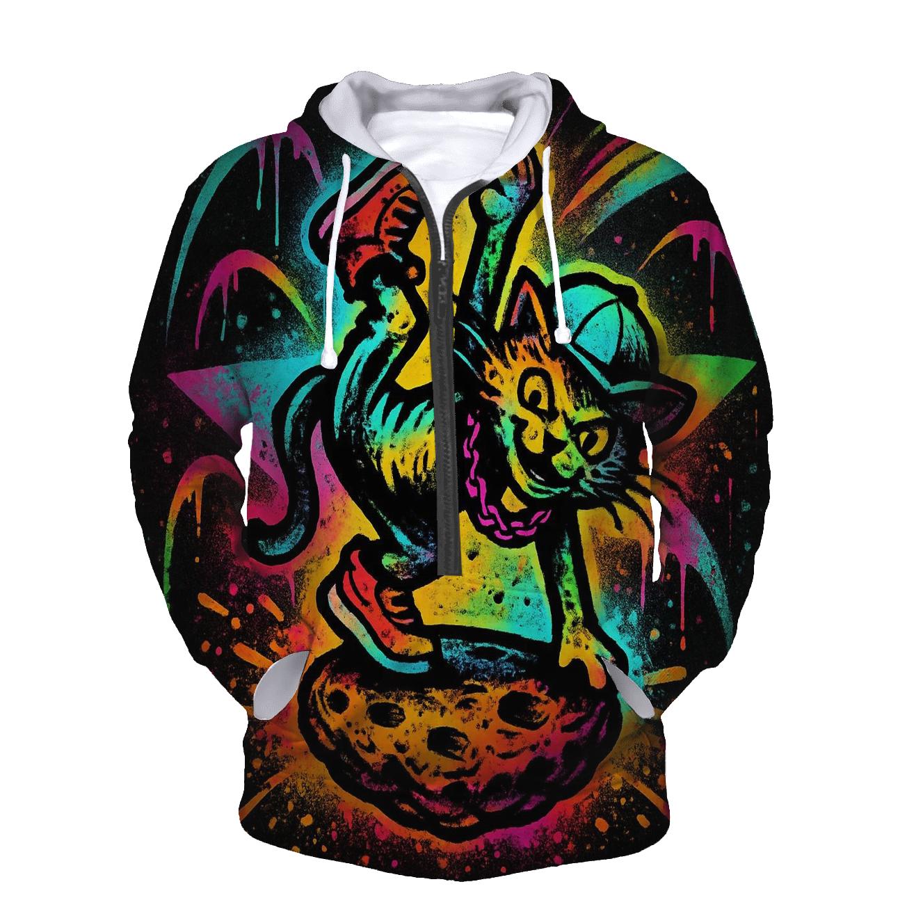 Graffiti Meteor Breakdancer Cat designer hoodies