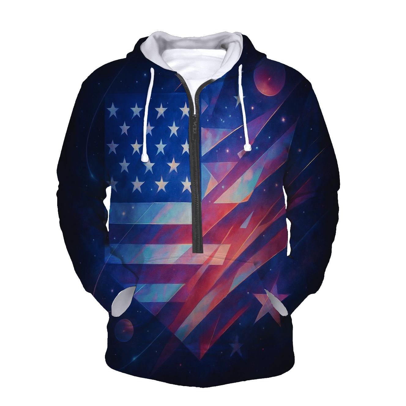 Cosmic Collage Of Stars And Stripes designer hoodies