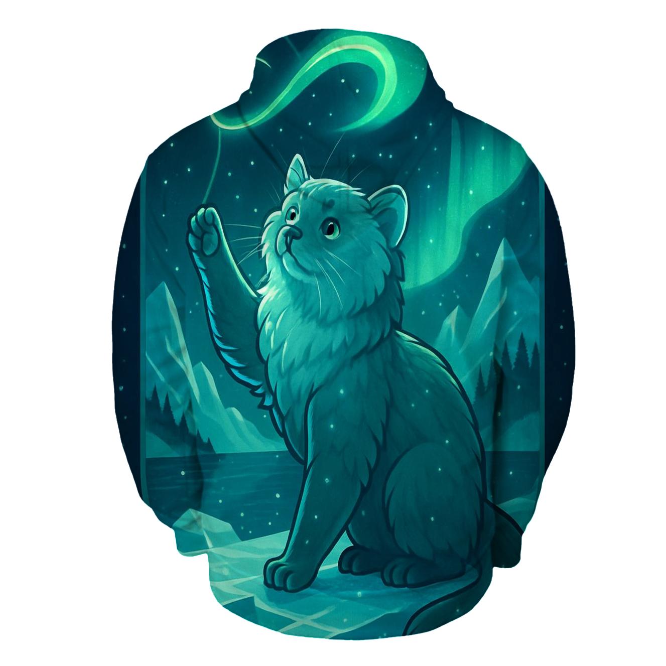 Arctic Aurora Fisher Cat printed hoodies