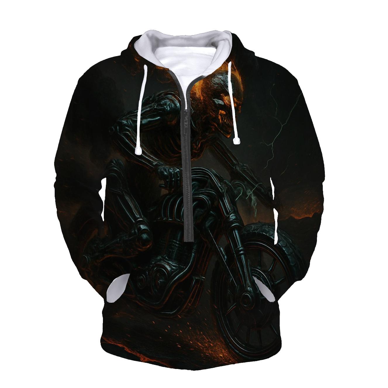Biomechanical Grim Rider printed hoodies
