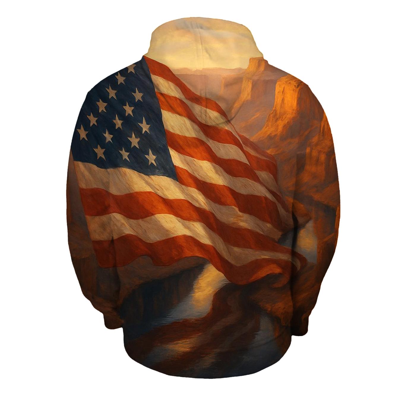 River Canyon Flag Reflection embroidered hoodies