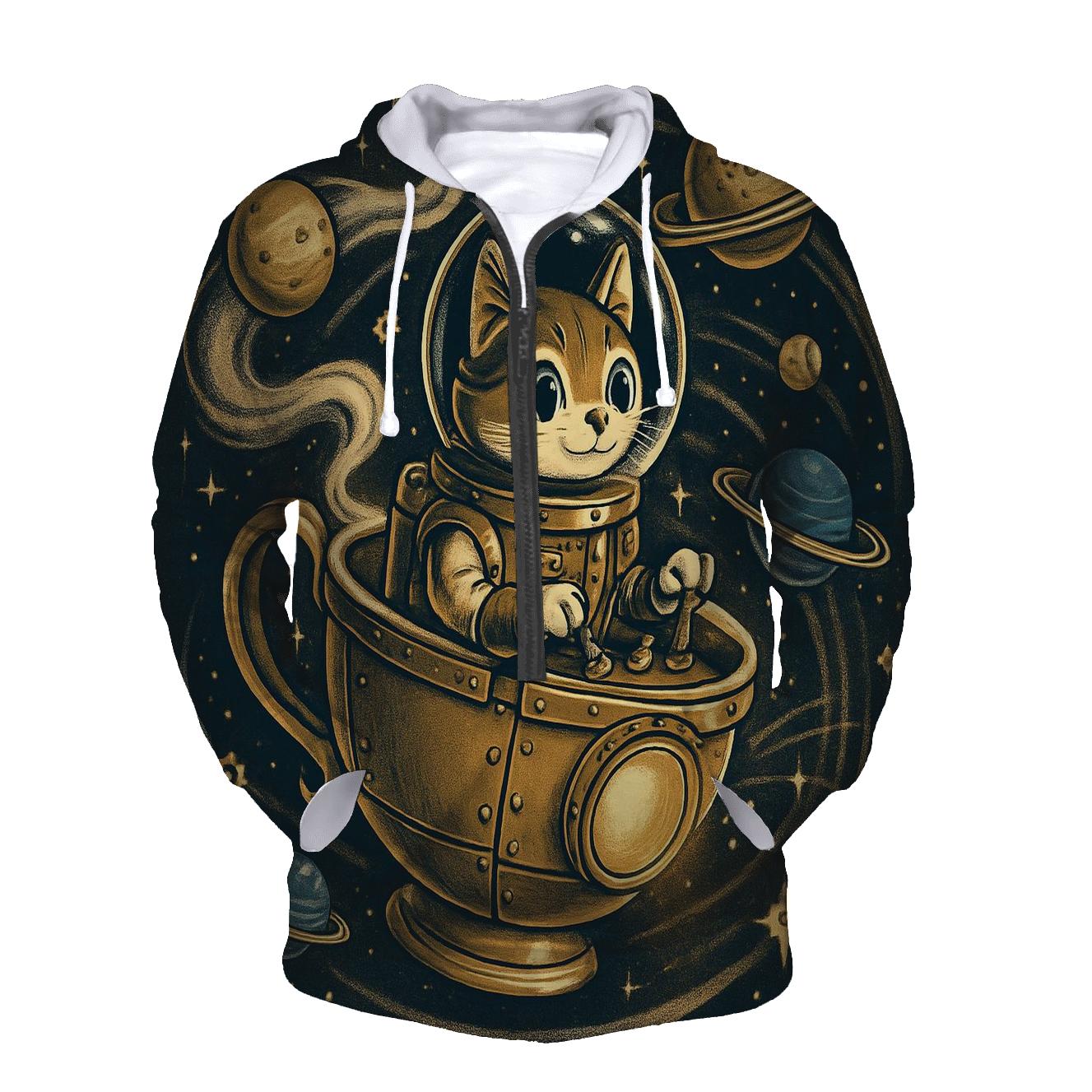 Steampunk Teacup Astronaut Cat embroidered hoodies