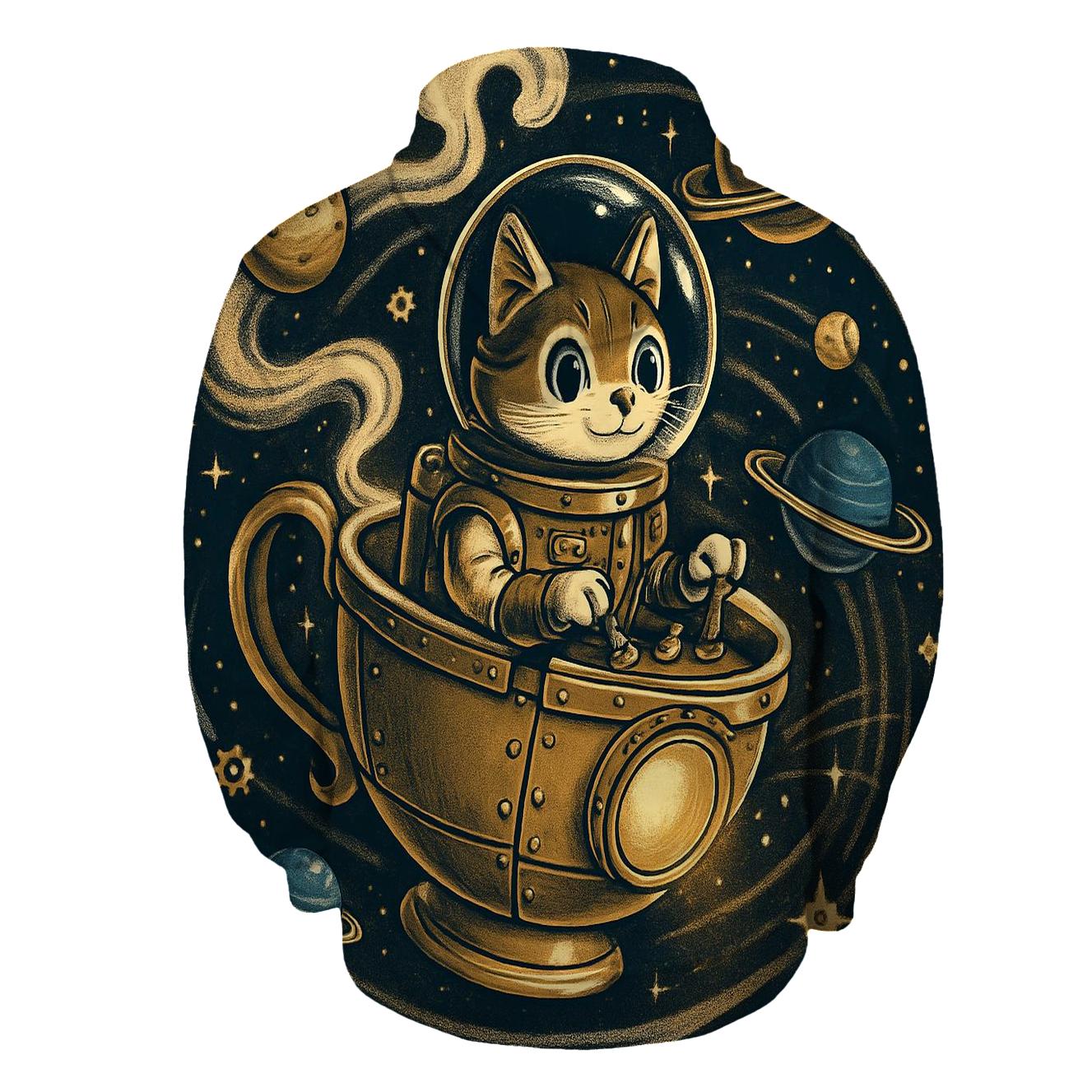 Steampunk Teacup Astronaut Cat embroidered hoodies