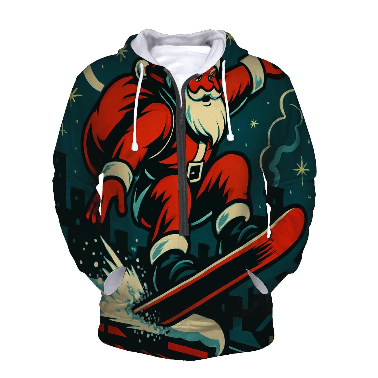 Snowboard Santa Skyline Leap zip-up hoodies